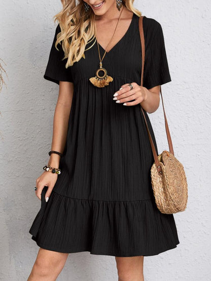 V-Neck Short Sleeve Dress