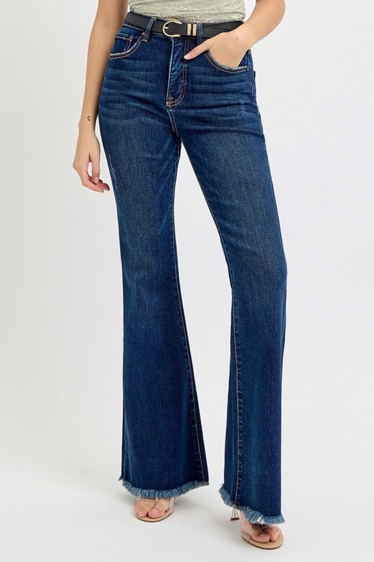 Frayed Hem Flare Jeans