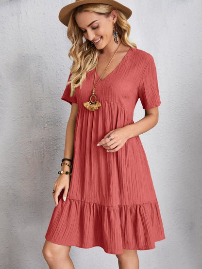 V-Neck Short Sleeve Dress