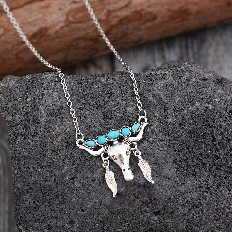 Turquoise Cow Shape Necklace