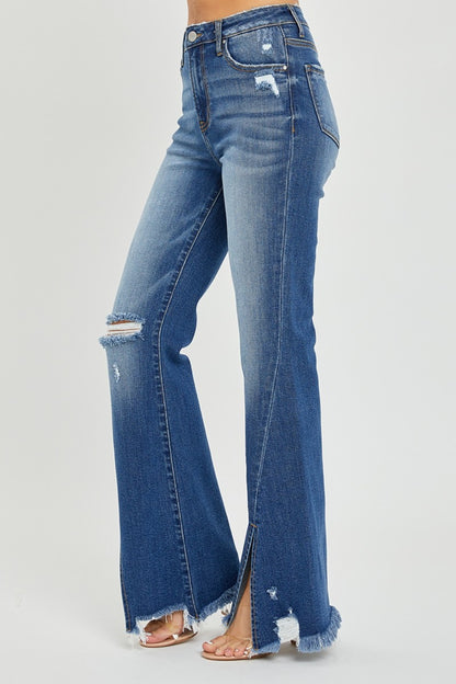 High Rise Front Slit Jeans