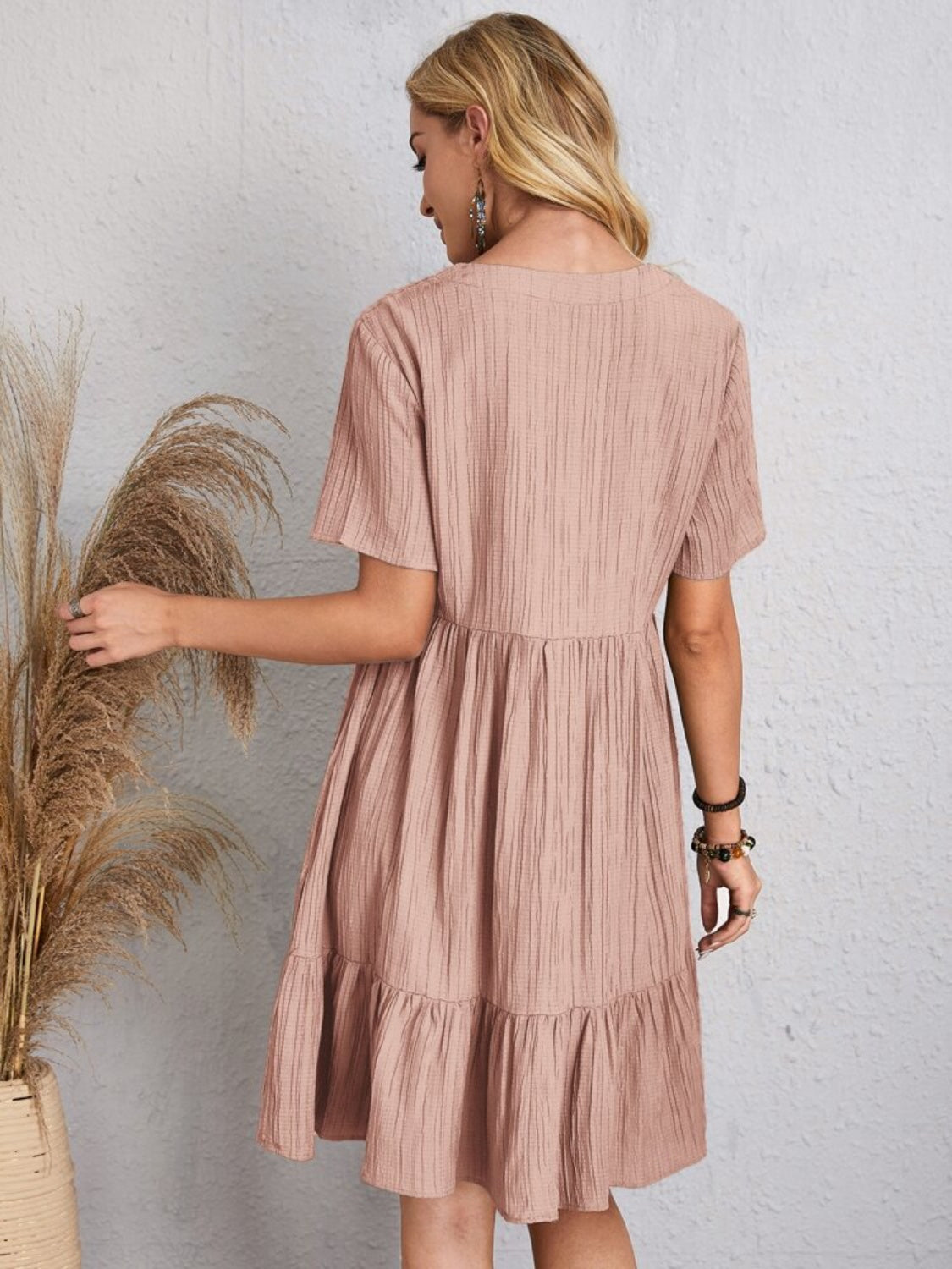 V-Neck Short Sleeve Dress