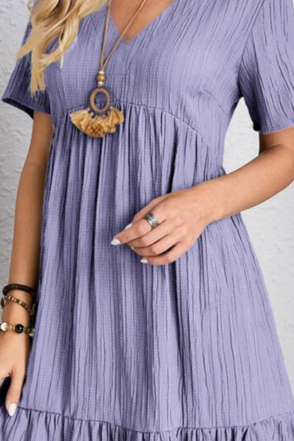 V-Neck Short Sleeve Dress