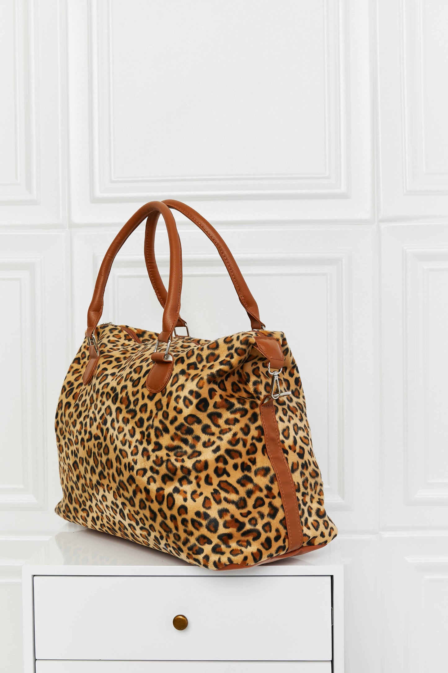 leopard print weekender bag