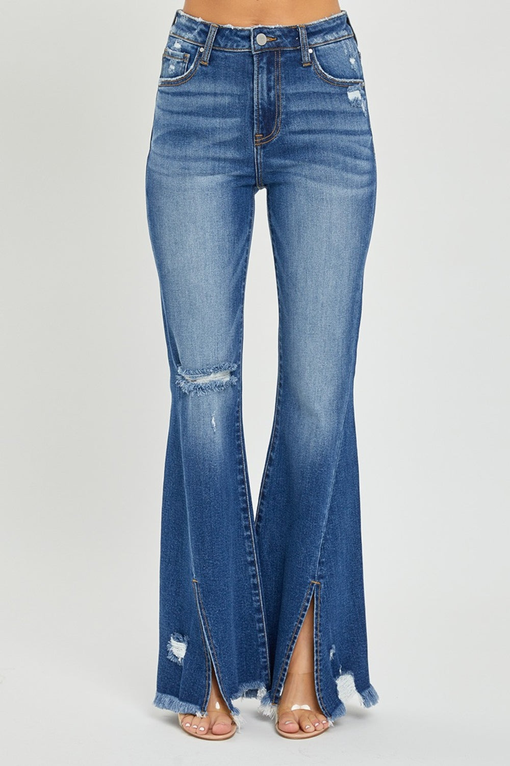 High Rise Front Slit Jeans