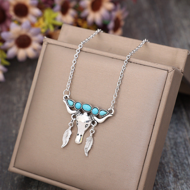 Turquoise Cow Shape Necklace